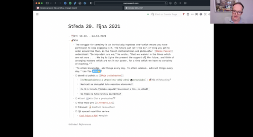 🔐 Zápis a záznam z 2. Q&A callu – Jak si dělám(e) chytré poznámky (20.10.2021)